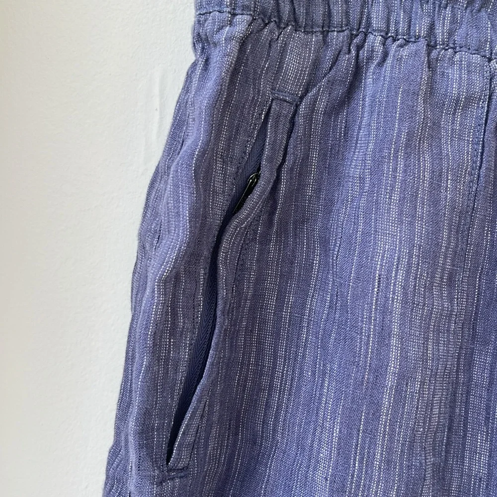 Athleta Cabo Linen Textured Blue Wide Leg Pants - Picture 7 of 14